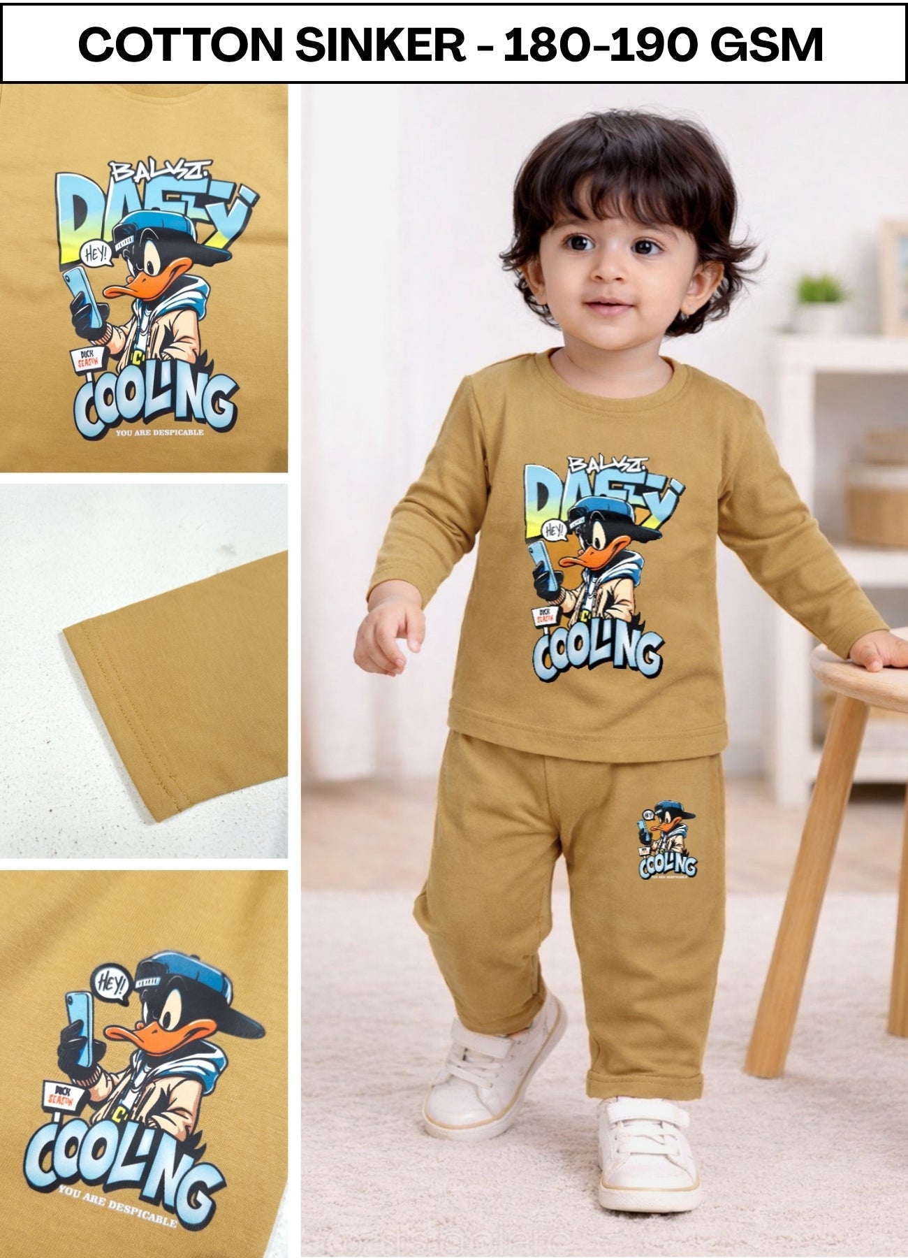 YB - 1486 - Camel | Cotton |180 gsm cord sets| 6M-2Y