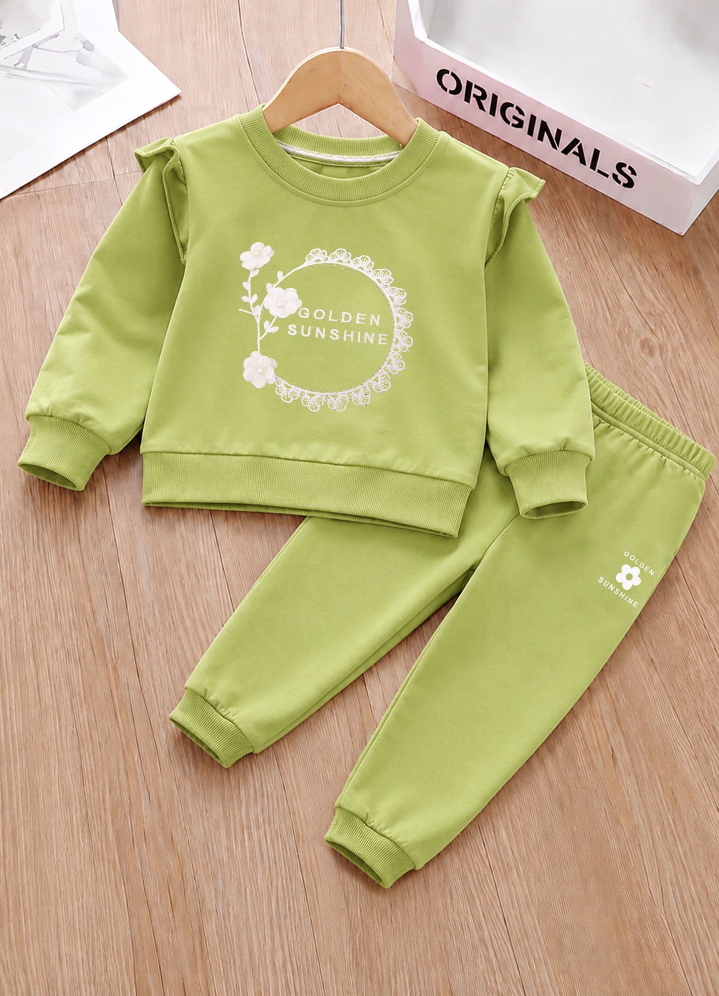 YB - 2505 - Green - Cotton Terry 220-230 gsm Biowash fabric with handwork