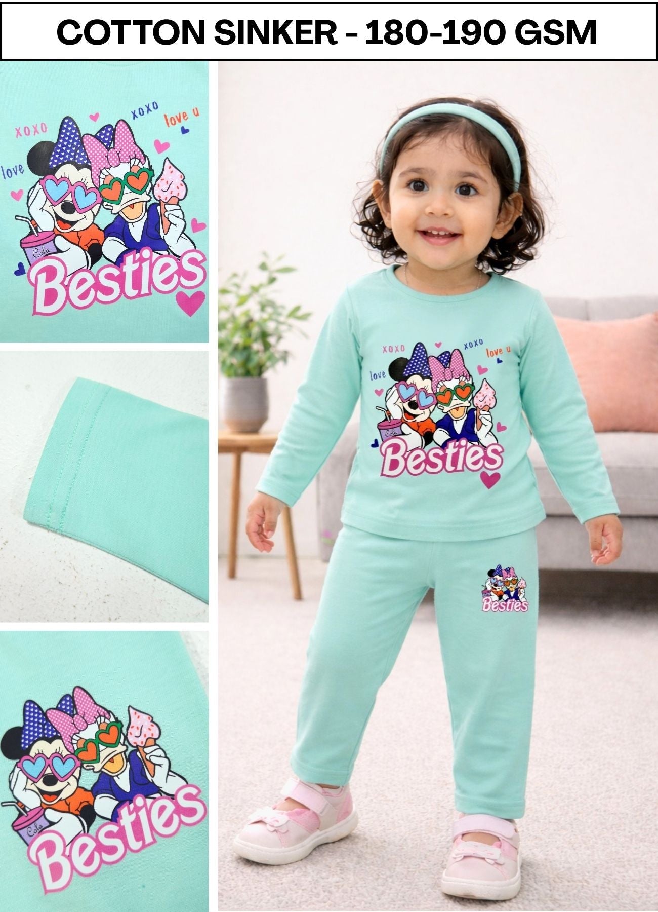 YB - 1485 - Cyan | Cotton |180 gsm cord sets| 6M-2Y