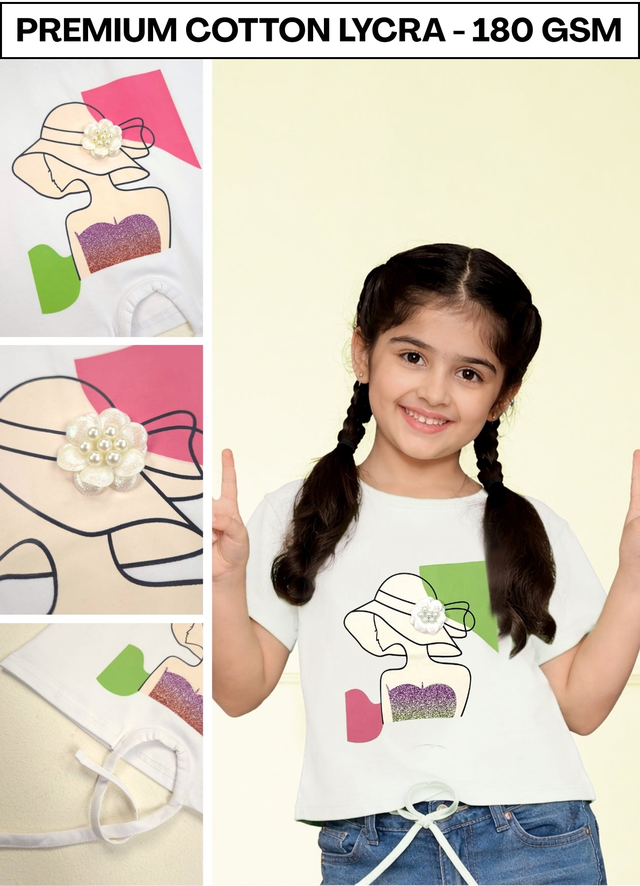 FL - 6219 - Girls White Croptop