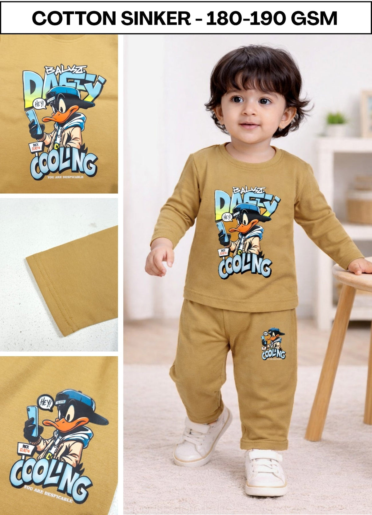 YB - 1486 - Camel | Cotton |180 gsm cord sets| 6M-2Y
