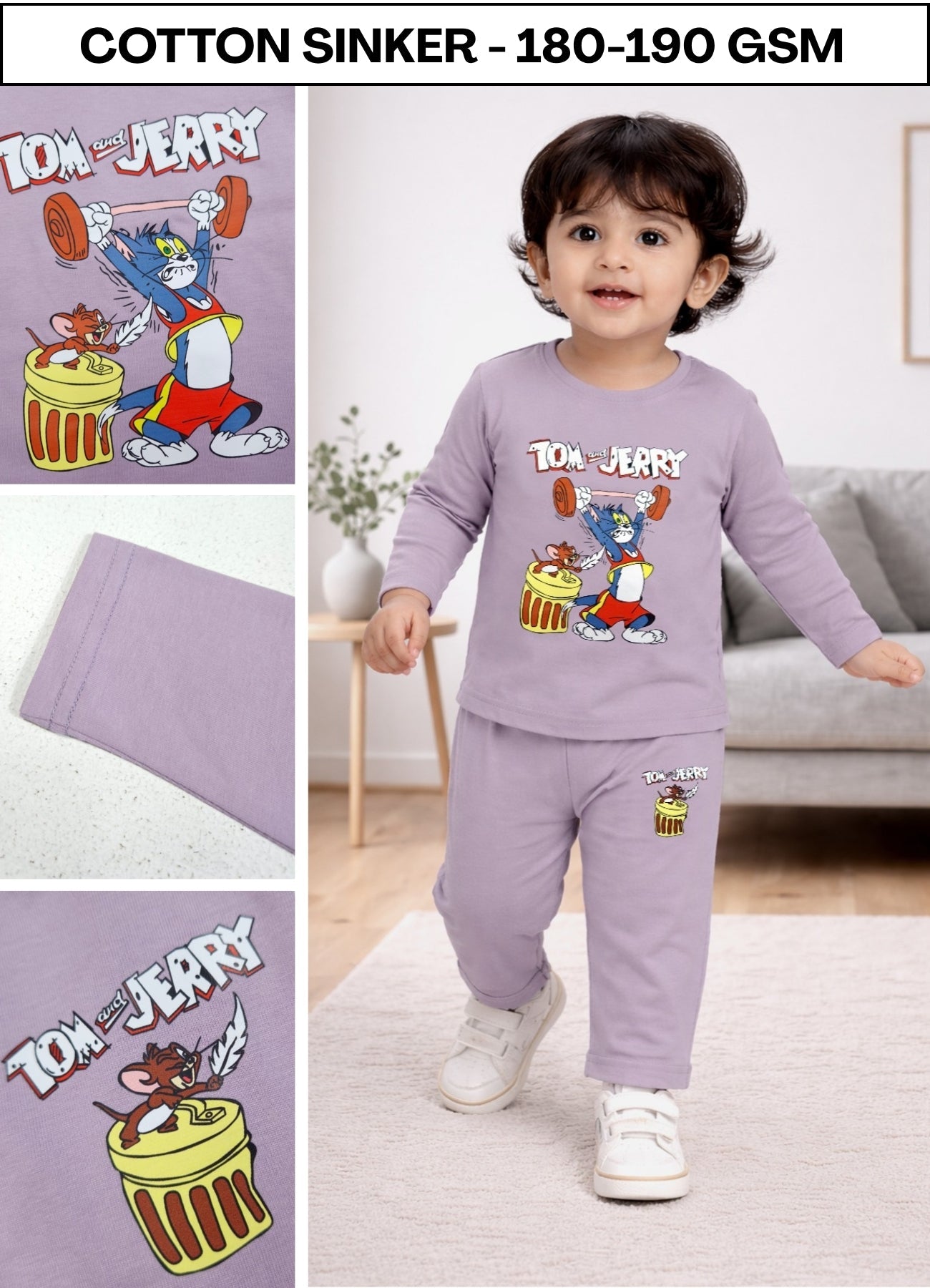 YB - 1486 - Lavender | Cotton |180 gsm cord sets| 6M-2Y