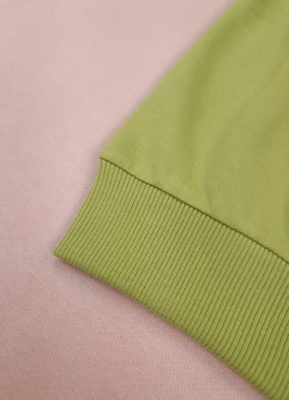 YB - 2500 - Green - Cotton terry 220-230 gsm Biowash Fabric with elephant emb. work