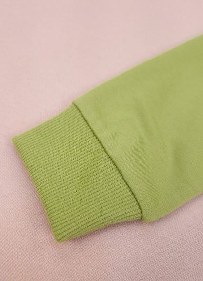 YB - 2500 - Green - Cotton terry 220-230 gsm Biowash Fabric with elephant emb. work