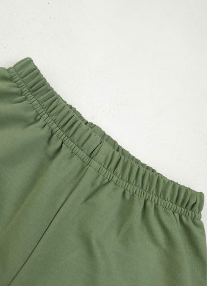 YB - 2501 - Green - Cotton terry 220-230 gsm Biowash Fabric with Deer embroidery work