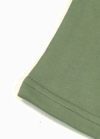 YB - 2501 - Green - Cotton terry 220-230 gsm Biowash Fabric with Deer embroidery work