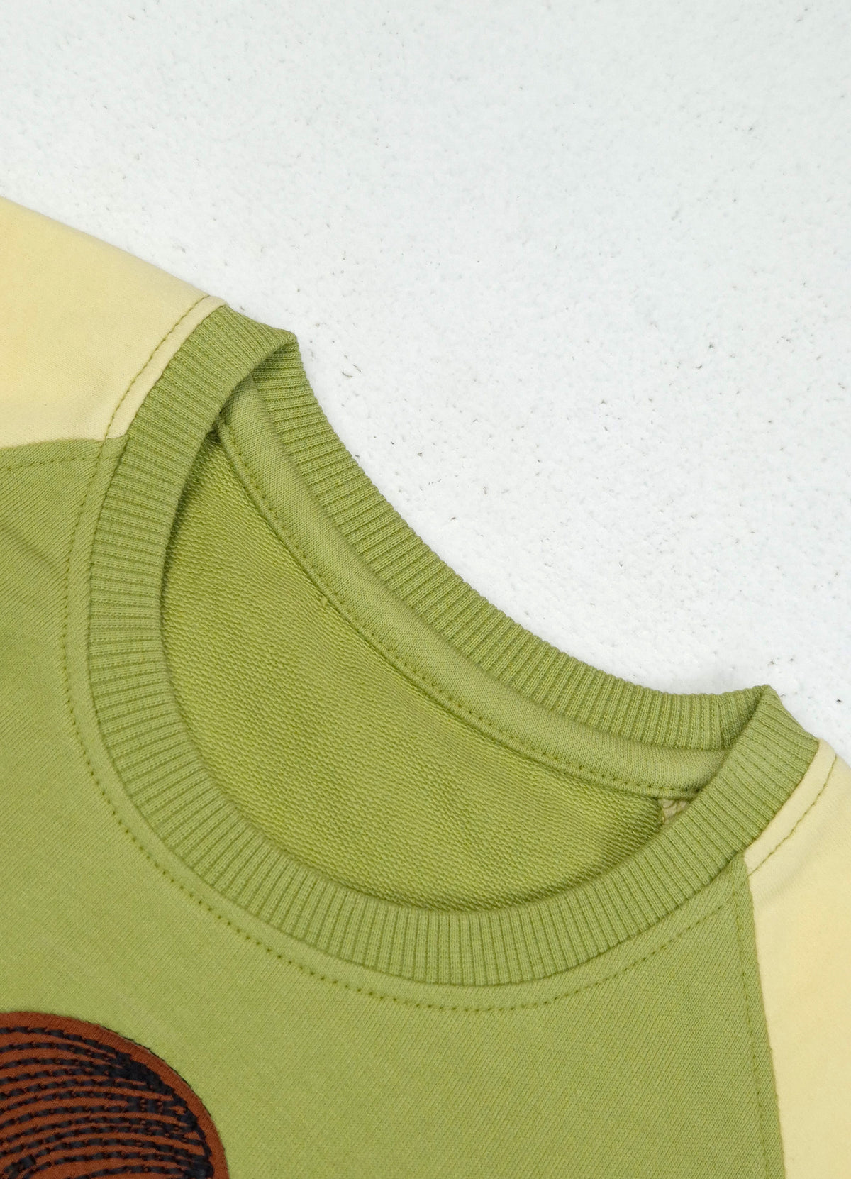 YB - 2502 - Green - Cotton terry 220-230 gsm Biowash Fabric with Doll embroidery work