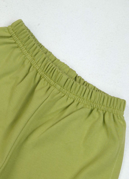 YB - 2502 - Green - Cotton terry 220-230 gsm Biowash Fabric with Doll embroidery work
