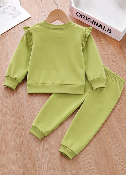 YB - 2505 - Green - Cotton Terry 220-230 gsm Biowash fabric with handwork