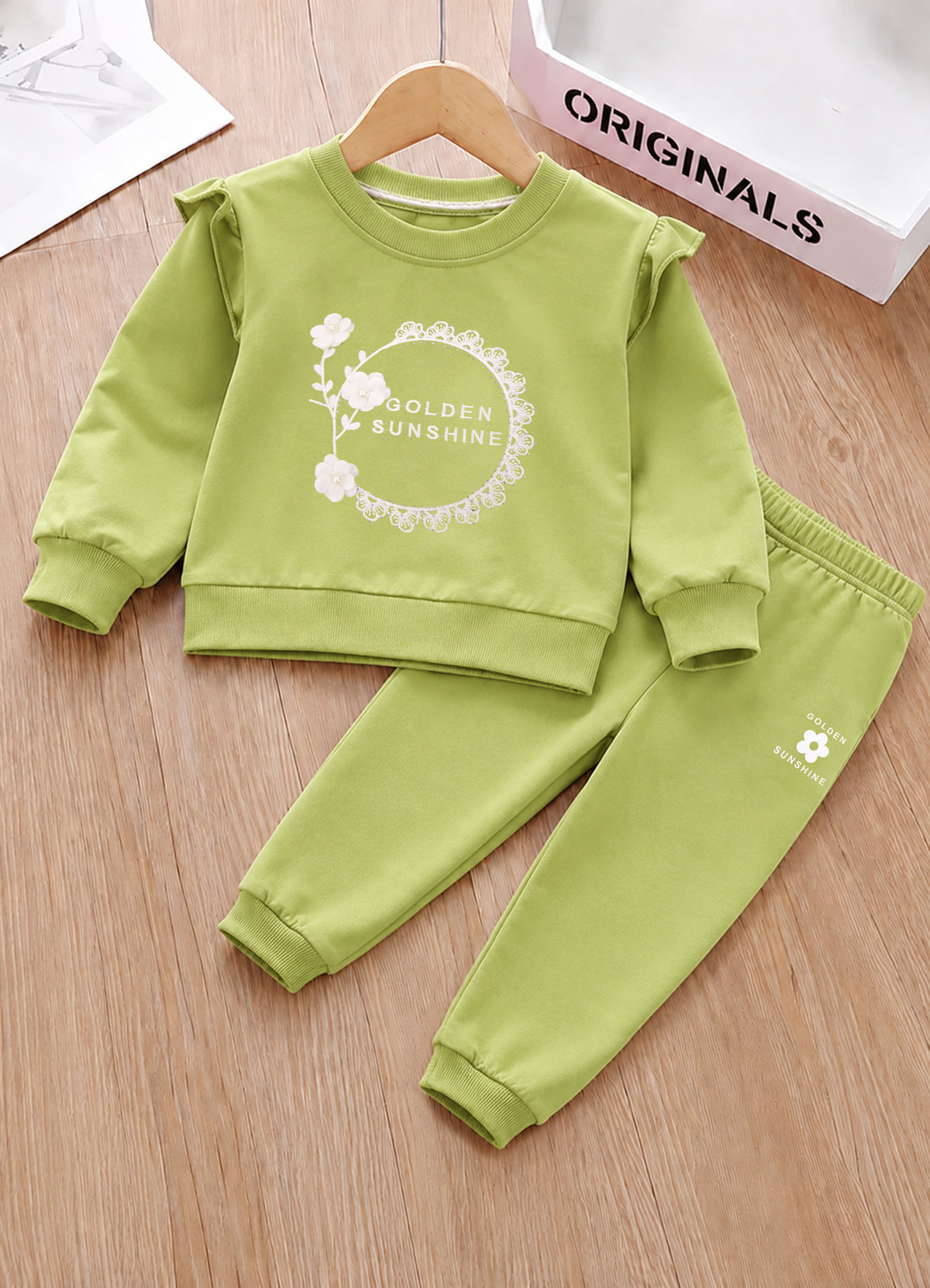 YB - 2505 - Green - Cotton Terry 220-230 gsm Biowash fabric with handwork
