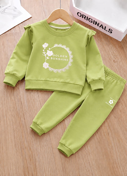YB - 2505 - Green - Cotton Terry 220-230 gsm Biowash fabric with handwork