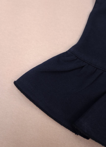 YB - 2506 - Navy Blue - Cotton Terry 220-230 gsm Biowash with print and cat Embroidery