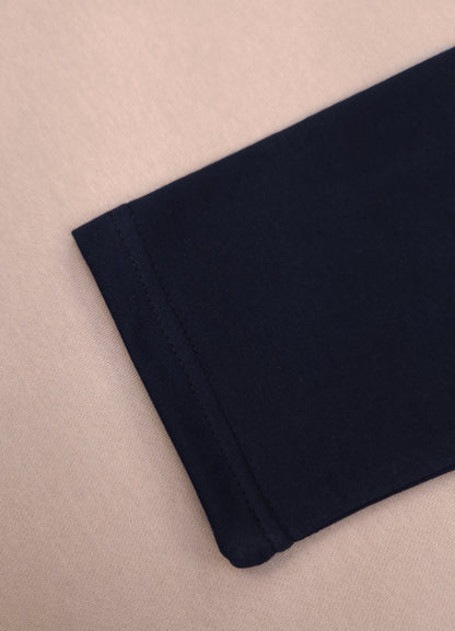 YB - 2506 - Navy Blue - Cotton Terry 220-230 gsm Biowash with print and cat Embroidery