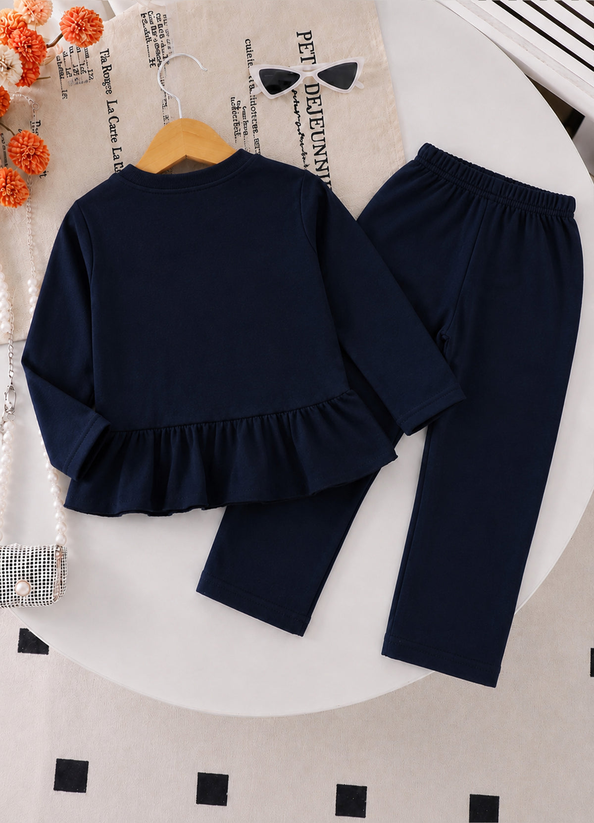 YB - 2506 - Navy Blue - Cotton Terry 220-230 gsm Biowash with print and cat Embroidery