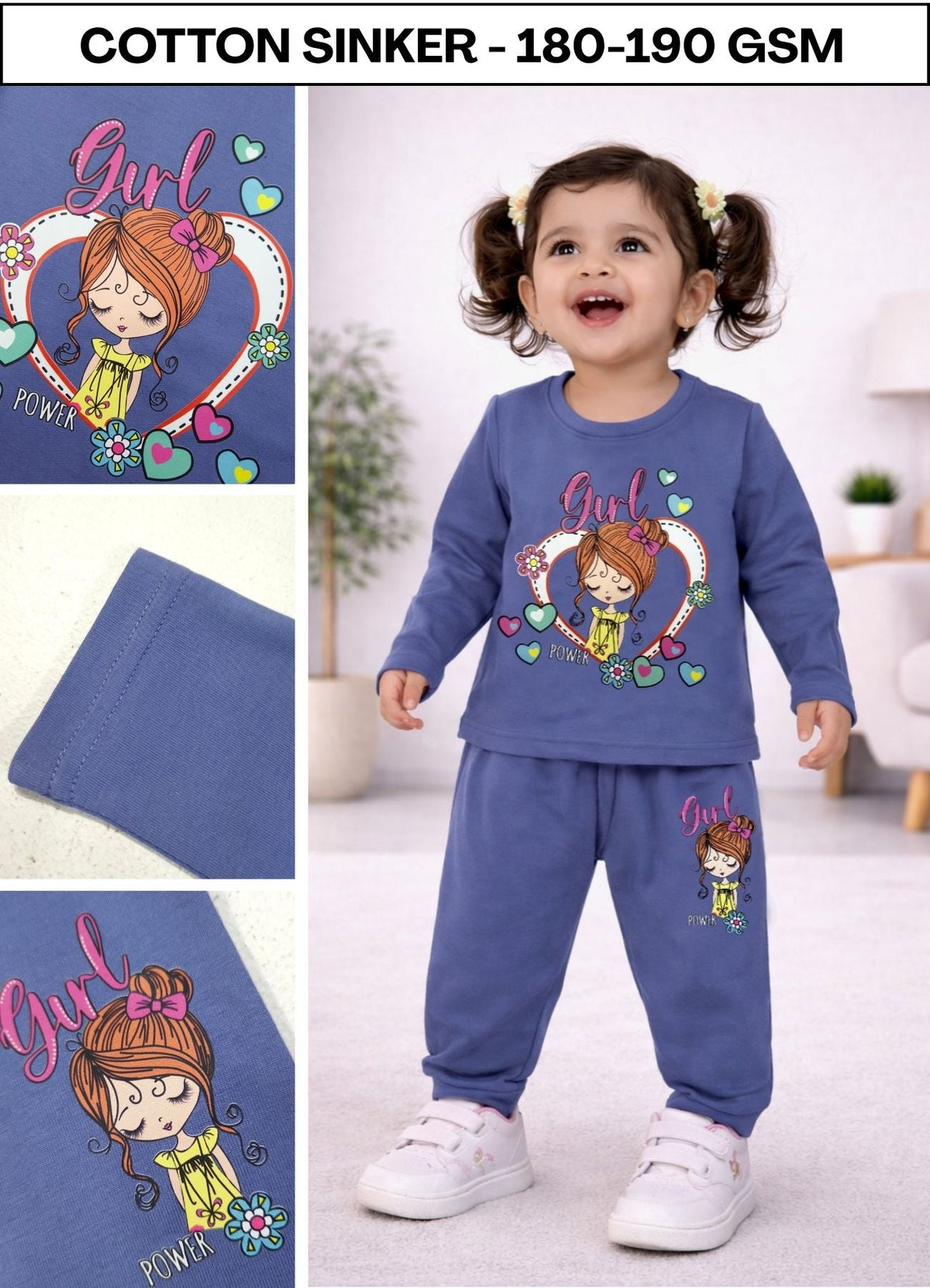 YB - 1485 - Blue | Cotton |180 gsm cord sets| 6M-2Y