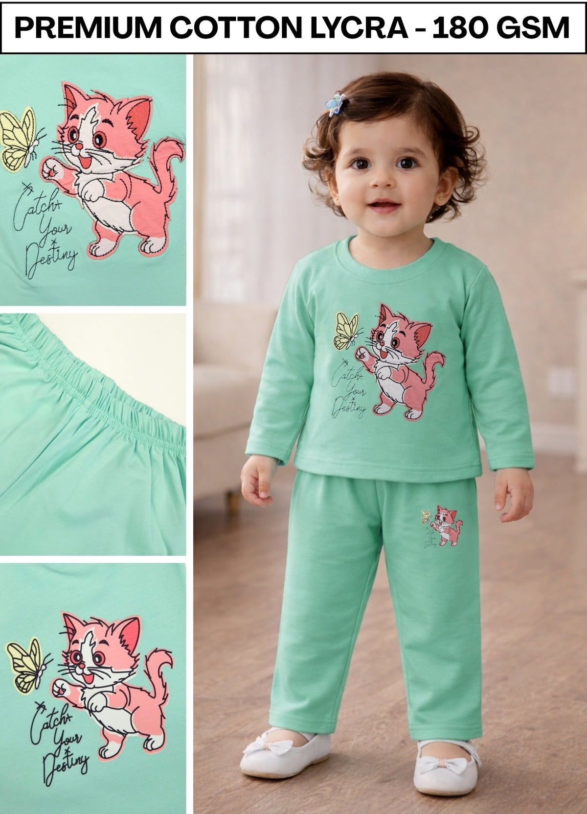 YB - 1491 - Aqua Cotton |180 gsm cord sets| 6M-2Y