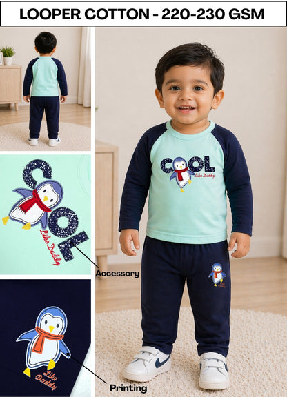 YB - 2504 - Cyan - Cotton Terry 220-230 gsm Biowash fabric with embroidery patch