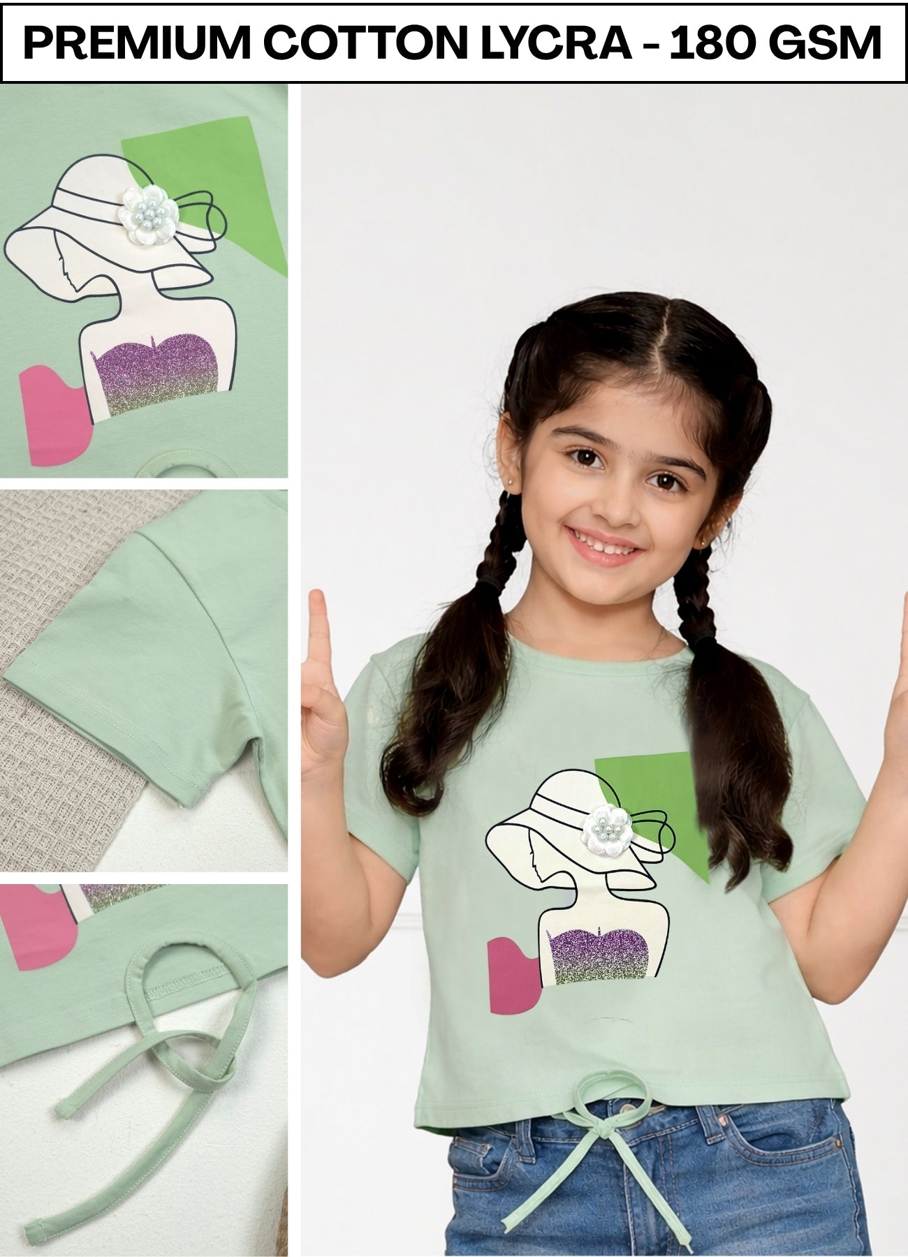 FL - 6219 - Girls Green Croptop