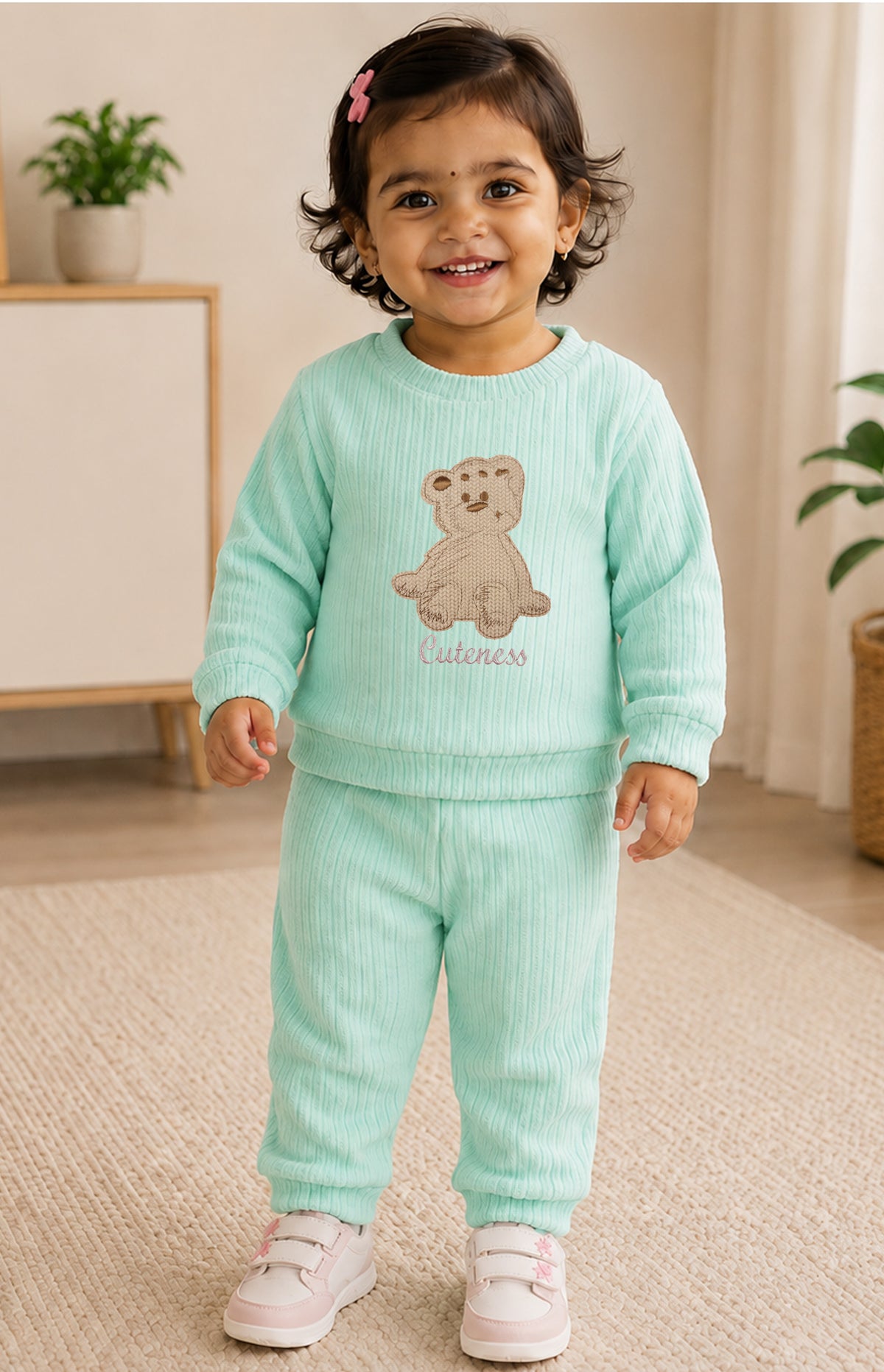 520 - Aqua Green - Infant cord set | 320 - 330 GSM Imported Soft fabric