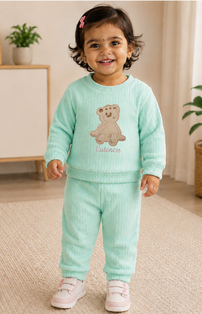 520 - Aqua Green - Infant cord set | 320 - 330 GSM Imported Soft fabric
