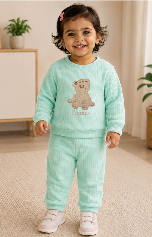 520 - Aqua Green - Infant cord set | 320 - 330 GSM Imported Soft fabric
