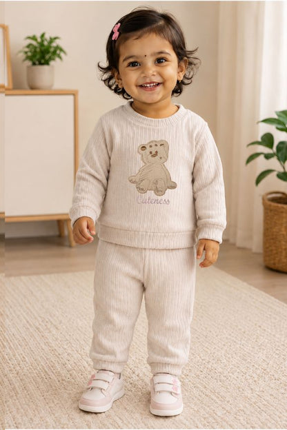 520 - Grey  - Infant cord set | 320 - 330 GSM Imported Soft fabric