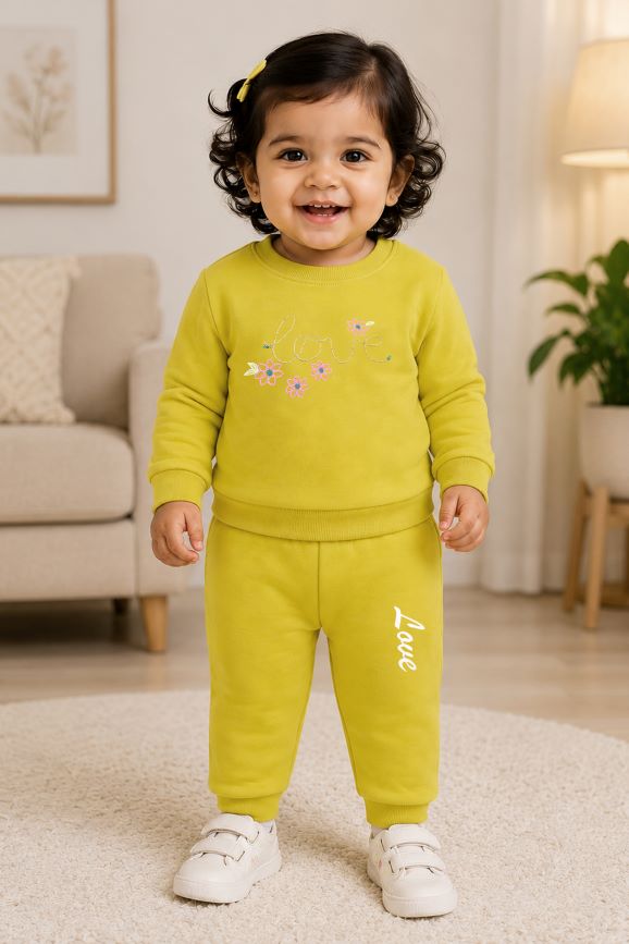 528- Yellow Green  - Infant cord set | 280 - 290 GSM Premium Cotton fleece