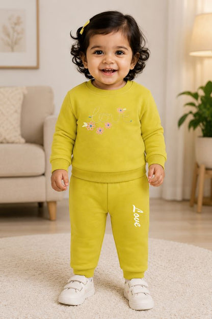 528- Yellow Green  - Infant cord set | 280 - 290 GSM Premium Cotton fleece