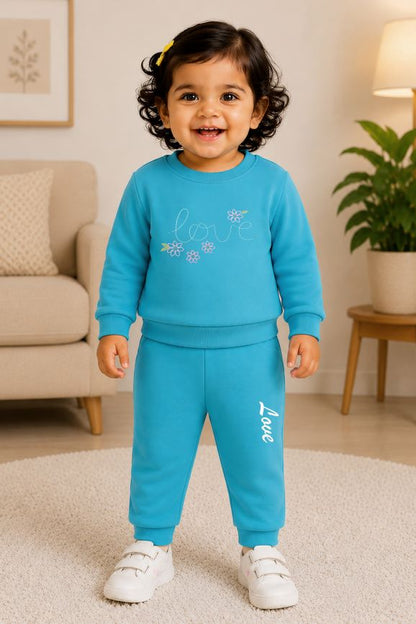 528- Aqua Blue - Infant cord set | 280 - 290 GSM Premium Cotton fleece