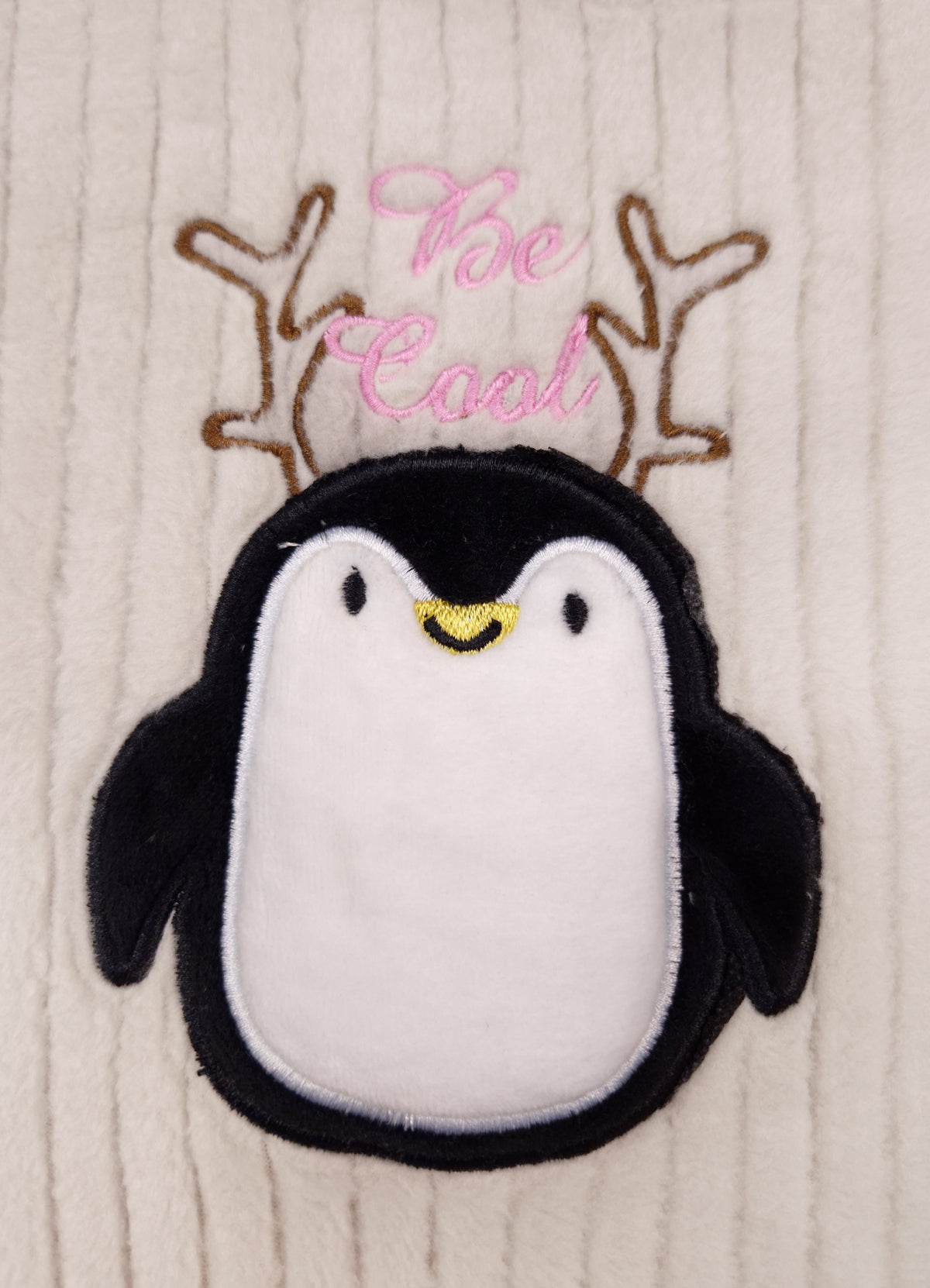 544 - Grey - 🐧 Infant Gray Penguin Embroidered Cozy Set| 320 - 340 GSM  Imported Soft Fabric