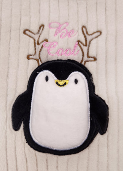 544 - Grey - 🐧 Infant Gray Penguin Embroidered Cozy Set| 320 - 340 GSM  Imported Soft Fabric